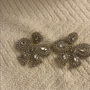 Chic Crystal Bow Earrings Unbranded Lightweight 1.5 x 2”